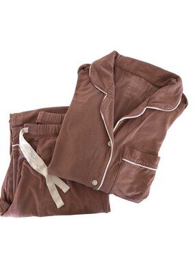 Stars Above Light Mauve Pajama Set With Piping Detail